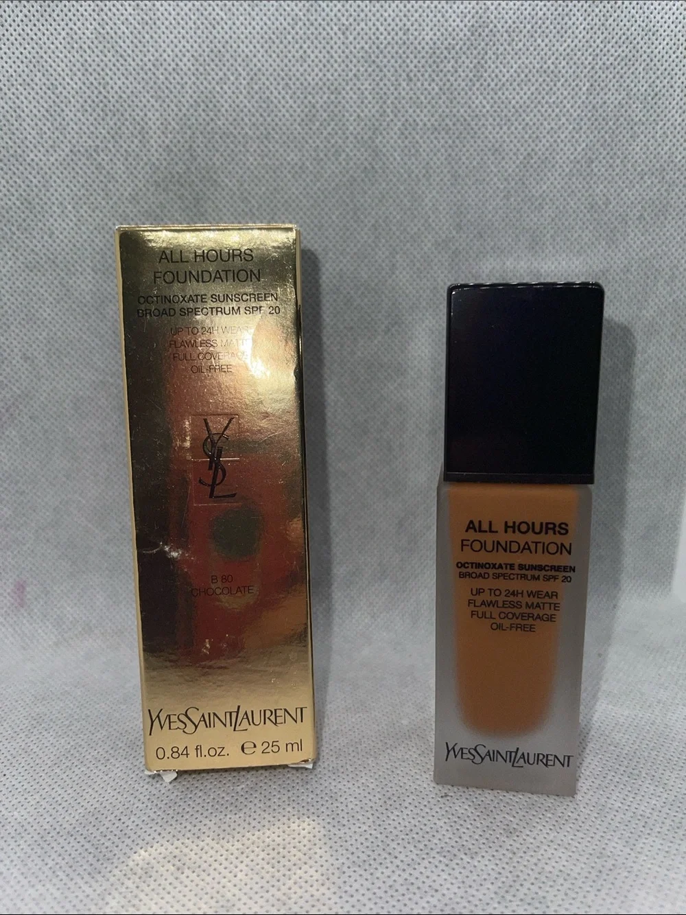 Yves Saint Laurent All Hours Foundation - Gold Box & Warm Brown Bottle